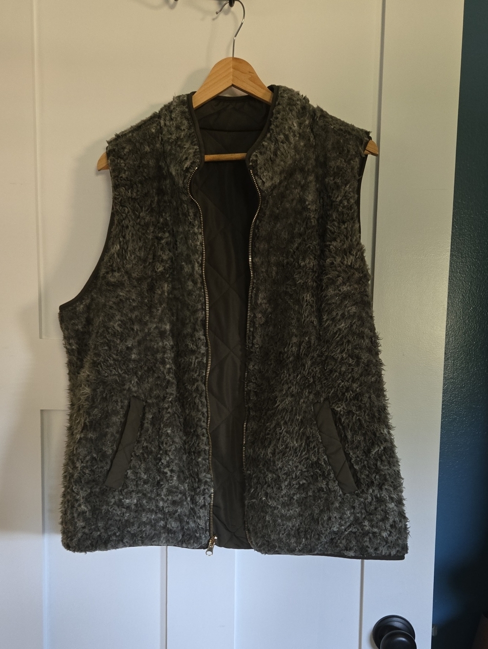 Maurices Gray Faux Fur Quilted-Lined Vest